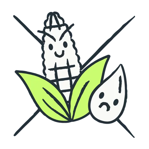 graphic of an x over corn and chemicals