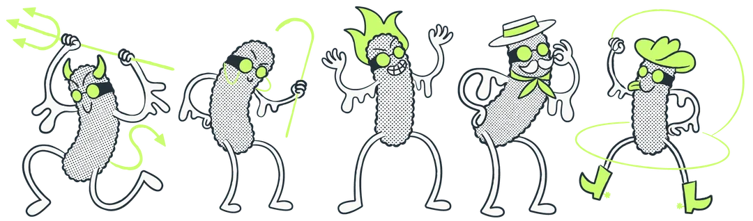 graphic of 5 humanoid mozzarella sticks with varying personalities